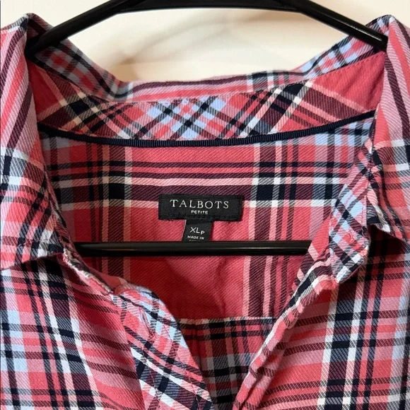 Talbots Red Plaid Button-Up Shirt - Picture 3 of 4